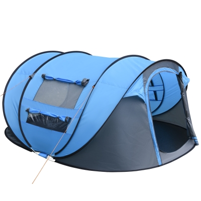 Outsunny Tienda de Camping Pop-up con Ventanas Bolsillos y Bolsa de Transporte Impermeable Anti-UV 263,5x220x123 cm Azul
