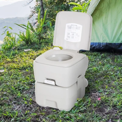HOMCOM Inodoro Portátil Químico Baño Móvil WC 20L con Extraíble Tanque de Aguas Residuales y Tanque de Agua para Camping Viaje Ancianos Caravana Barco con Cisterna Carga 147 kg 41,5x36,5x42 cm HDPE(m-2)