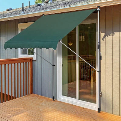 Outsunny Toldo Manual Retráctil 200x150x170-280 cm para Balcón y Terraza con Altura Ajustable con Manivela Verde