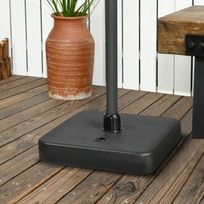 Outsunny Base de Sombrilla de Jardín Cuadrada Mástil Ø32-38 mm Rellenable de Arena 12 kg y Agua 9L 38x38x12 cm Negro