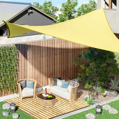 Outsunny Toldo Vela Rectangular 4x3 m Vela de Sombra para Jardín Patio Terraza Poliéster Anti UV Color Arena