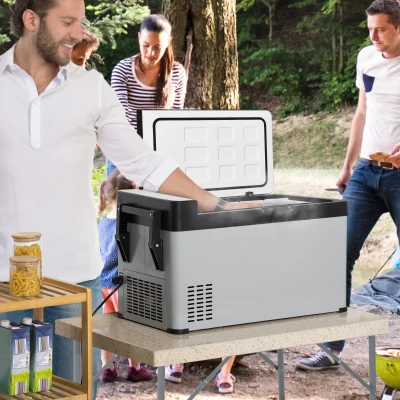 Outsunny Nevera Portátil Compresor 40L Congelador de Coche 12/24V CC hasta -22 ℃ con Pantalla Táctil y Asas Plegables para Barco Camión 67,2x36x40,5 cm Gris y Negro