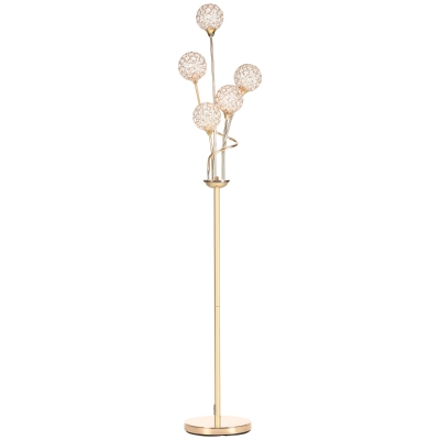 HOMCOM Crystal Floor Lamp 5 Light Gold Tone 34x25x156cm