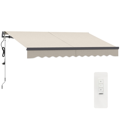 Outsunny Toldo Elétrico Retrátil com Controlo Remoto 296x250 cm Toldo de Exterior Enrolável com Manivela e Proteção UV30+ Creme