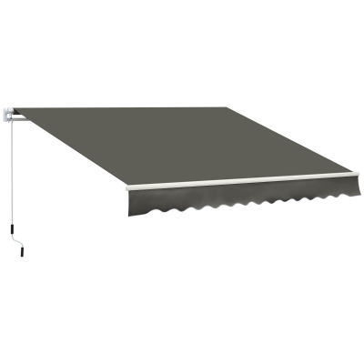 Outsunny Toldo para Balcón 350x250 cm con Manivela de Metal Impermeable y Anti-UV para Jardín Terraza Ventanas Gris