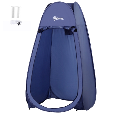 Outsunny Tienda de Ducha Pop Up con Protección UV Techo Impermeable y Asa para Camping Playa 100x100x185 cm Azul Turquí