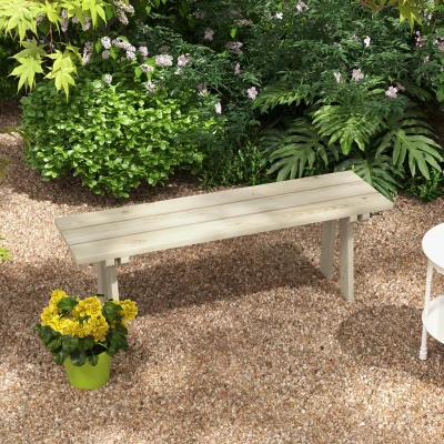 Outsunny Banco de Madera de 2 Plazas Carga 220 kg Banco de Exterior para Jardín Patio Terraza 130x38x45 cm Natural