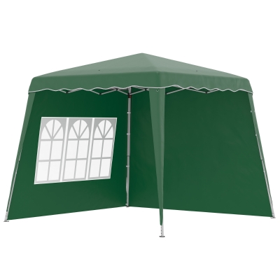 Outsunny Carpa Plegable con 2 Paredes Laterales 2,89x2,89m Cenador Pabellón de Jardín con Altura Ajustable Protección UV50+ Verde