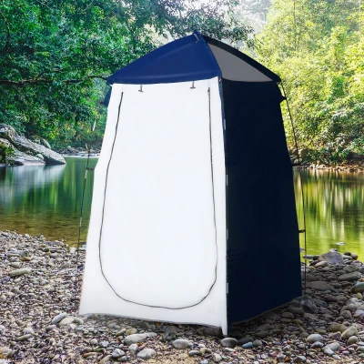 Outsunny Tienda de Ducha Camping Portátil UV25 Tienda Instantánea con Ventana Bolsillo y Bolsa de Transporte 123x121x198 cm Azul