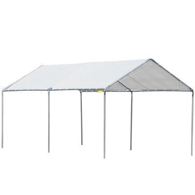 Outsunny Carpa Garaje para Coche 3x6 m Cochera Portátil Impermeable con Toldo de Tela PE y Marco de Acero Galvanizado Blanco