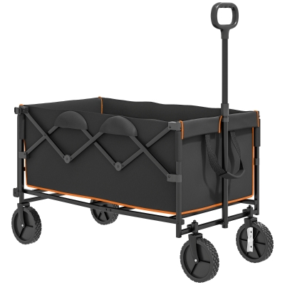 Outsunny Heavy-Duty Folding Trolley Cart 160L Black Orange