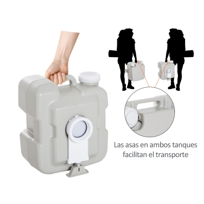 HOMCOM Inodoro Portátil Químico Baño Móvil WC 20L con Extraíble Tanque de Aguas Residuales y Tanque de Agua para Camping Viaje Ancianos Caravana Barco con Cisterna Carga 147 kg 41,5x36,5x42 cm HDPE(m-8)