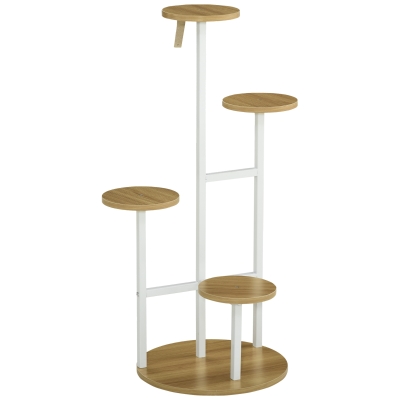 Outsunny Soporte para Plantas de 4 Niveles Estantería para Macetas para Interior y Exterior 40x40x95,5 cm Natural