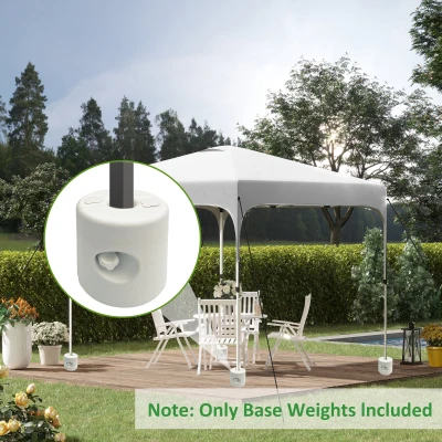Outsunny Pack de 4 Pesos para Carpas Plegables Soportes Rellenables con 9,2 kg de Agua o 12 kg de Arena Ø24x25,5 cm Blanco