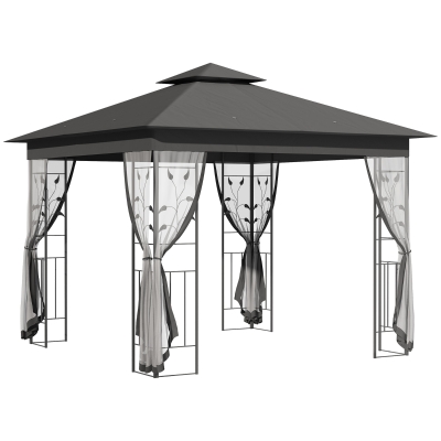 Outsunny Double Roof Gazebo Steel Frame Grey 3x3m