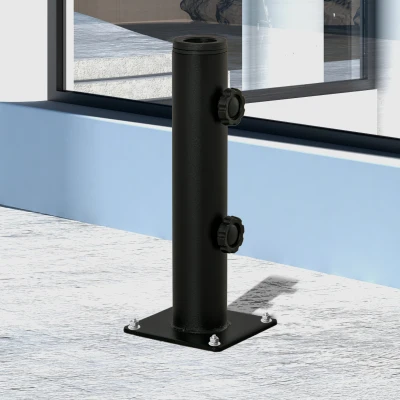 Outsunny Soporte de Parasol para Suelo de Cemento con 2 Botones de Bloqueo y 4 Tornillos de Expansión Base de Sombrilla para Palo de Paraguas de 34/38/48mm 12x12x30 cm Negro
