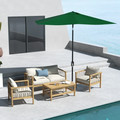 Outsunny Sombrilla de Jardín 205x290x248 cm con 6 Varillas Apertura Manual Anti-UV y Ángulo Ajustable para Terraza Exterior Verde