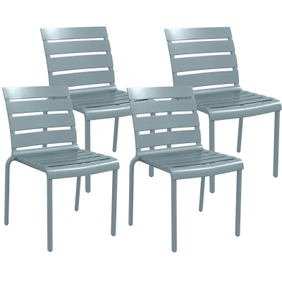 Outsunny Chaises Jardin Empilables Gris 42x54x78cm x4