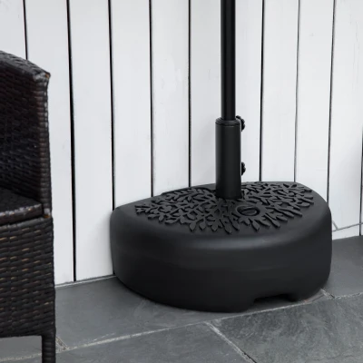 Outsunny Base de Pared para Sombrilla Ø38/48 mm Soporte Semicircular de Parasol Rellenable de Arena 21 kg o Agua 18 kg para Jardín Patio Terraza Exterior 50x31x38 cm Negro