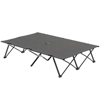 Outsunny Double Camping Cot Bed with Bag Charcoal Grey