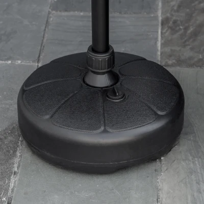 Outsunny Base de Sombrilla Rellenable de Agua 13 kg o Arena 19 kg Soporte de Parasol Redondo Apto Postes de Ø32-38 mm para Jardín Patio Terraza Ø38x21,5 cm Negro