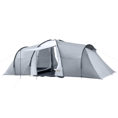 Outsunny Tienda de Campaña Familiar para 4-6 Personas con 2 Ventanas y Bolsa de Transporte Impermeable Anti-UV 590x245x193cm Gris
