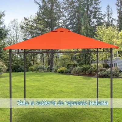 Outsunny Techo de Repuesto 300x300 cm para Cenador de Jardín Cubierta de Repuesto de Gazebo Pabellón Exterior con 8 Orificios de Drenaje y Ventilación Naranja
