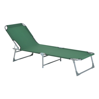 Outsunny Cama de Camping Plegable con Respaldo Ajustable en 4 Niveles Carga 120 kg para Playa Jardín Piscina 187x58x28 cm Verde