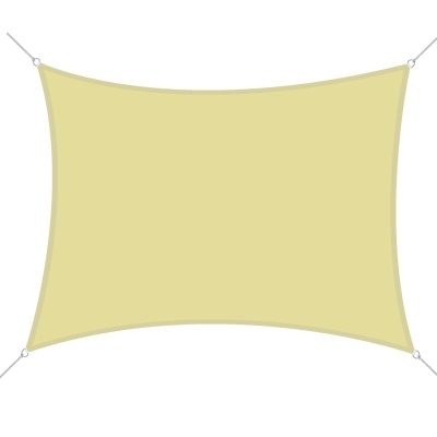 Outsunny Toldo Vela Rectangular 6x4 m Vela de Sombra para Jardín Patio Terraza Poliéster Anti UV Color Arena