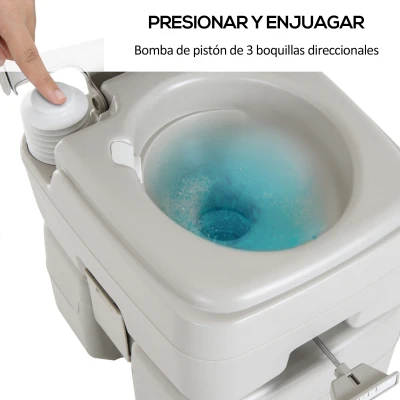 HOMCOM Inodoro Portátil Químico Baño Móvil WC 20L con Extraíble Tanque de Aguas Residuales y Tanque de Agua para Camping Viaje Ancianos Caravana Barco con Cisterna Carga 147 kg 41,5x36,5x42 cm HDPE(m-6)