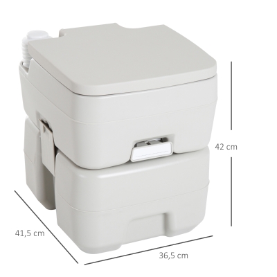 HOMCOM Inodoro Portátil Químico Baño Móvil WC 20L con Extraíble Tanque de Aguas Residuales y Tanque de Agua para Camping Viaje Ancianos Caravana Barco con Cisterna Carga 147 kg 41,5x36,5x42 cm HDPE(m-3)