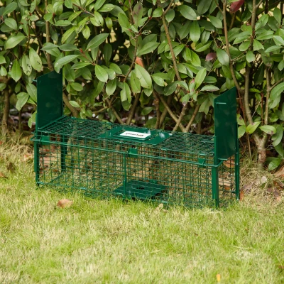 Outsunny Trappola per Animali Vivi Piccoli 2 Porte 60x18x20cm