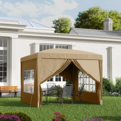 Outsunny Pop-Up Gazebo 3x3m Khaki