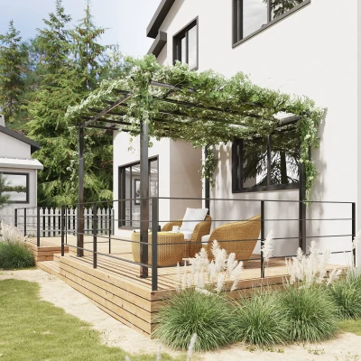 Outsunny Metal Pergola Garden Gazebo 3x3m for Climbing Plants