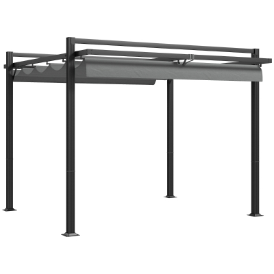 Outsunny Retractable Pergola Aluminium Dark Grey 3x3m