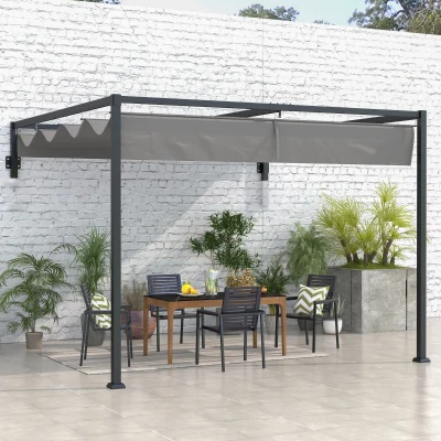 Outsunny 3x4m Metal Pergola with Retractable Roof