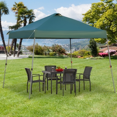 Outsunny Tenda Dobrável 3x3 Portátil de Jardim com Bolsa de Transporte com Rodas Aço para Exterior Festas Campismo Verde