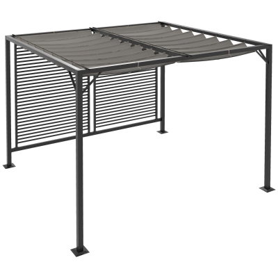 Outsunny Metal Pergola 3x2.8m Retractable Roof Grey