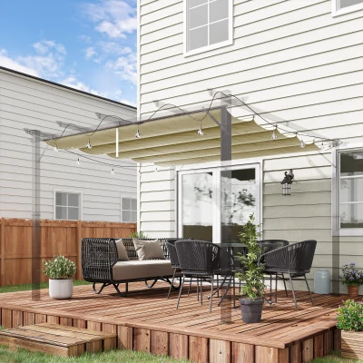 Outsunny Retractable Pergola Shade Cover 4x3m Beige