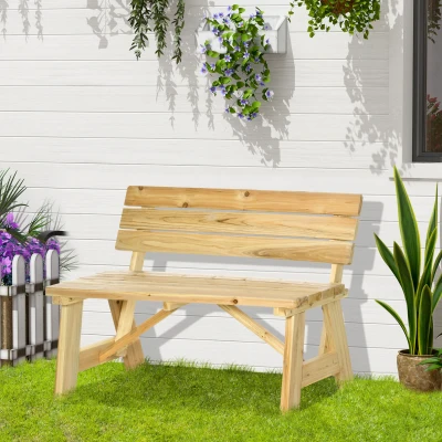 Outsunny tuinbank voor 2 personen sparrenhout klassiek design 116 x 56 x 80 cm