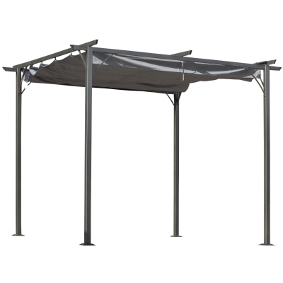 Outsunny Metal Pergola 3x3m Retractable Roof Grey