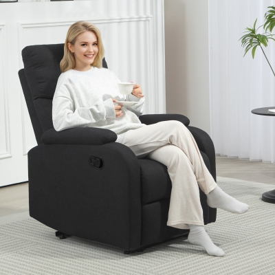 Fotoliu Recliner din In, 69x91,5x103 cm, Negru