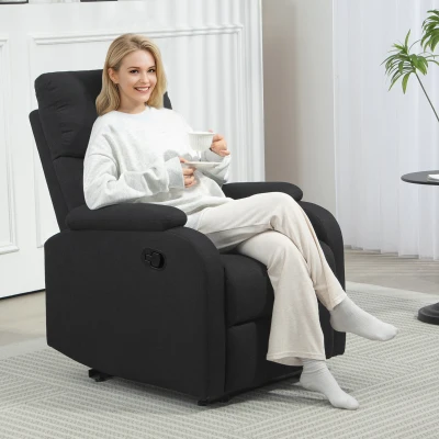 Fotoliu Recliner din In, 69x91,5x103 cm, Negru