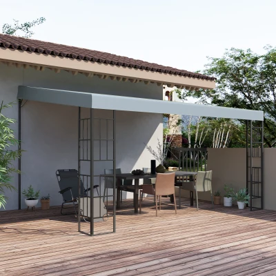 Outsunny hellend dak pergola grijs+zwart 4 x 3 x 2.5m