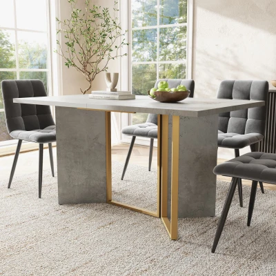 Tavolo da pranzo moderno 119x70 cm, Oro e Grigio