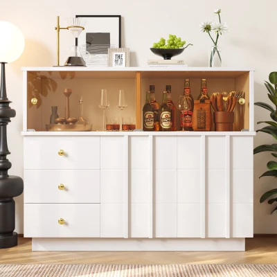 Buffet de cuisine avec portes vitrées, Blanc