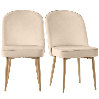 Set di 2 sedie da pranzo vellutate, Beige