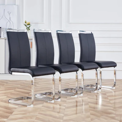 Ensemble de 4 chaises de salle à manger modernes, Noir