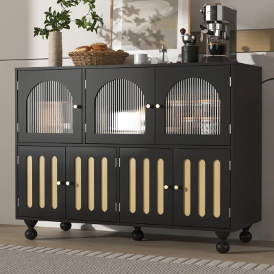 Buffet moderne avec design de touches de piano, Noir