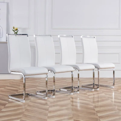Ensemble de 4 chaises de salle à manger modernes, 42×54×100 cm, Blanc